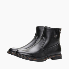 Black Handmade, Round Toe : Winter Boots for Men : Saradi - 0721SrM