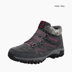 Grey Round Toe, Handmade : Winter Boots for Women : Saradi - 0725SrF