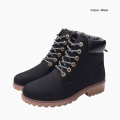 Black Handmade, Wear Resistant Sole : Winter Boots for Women : Saradi - 0726SrF