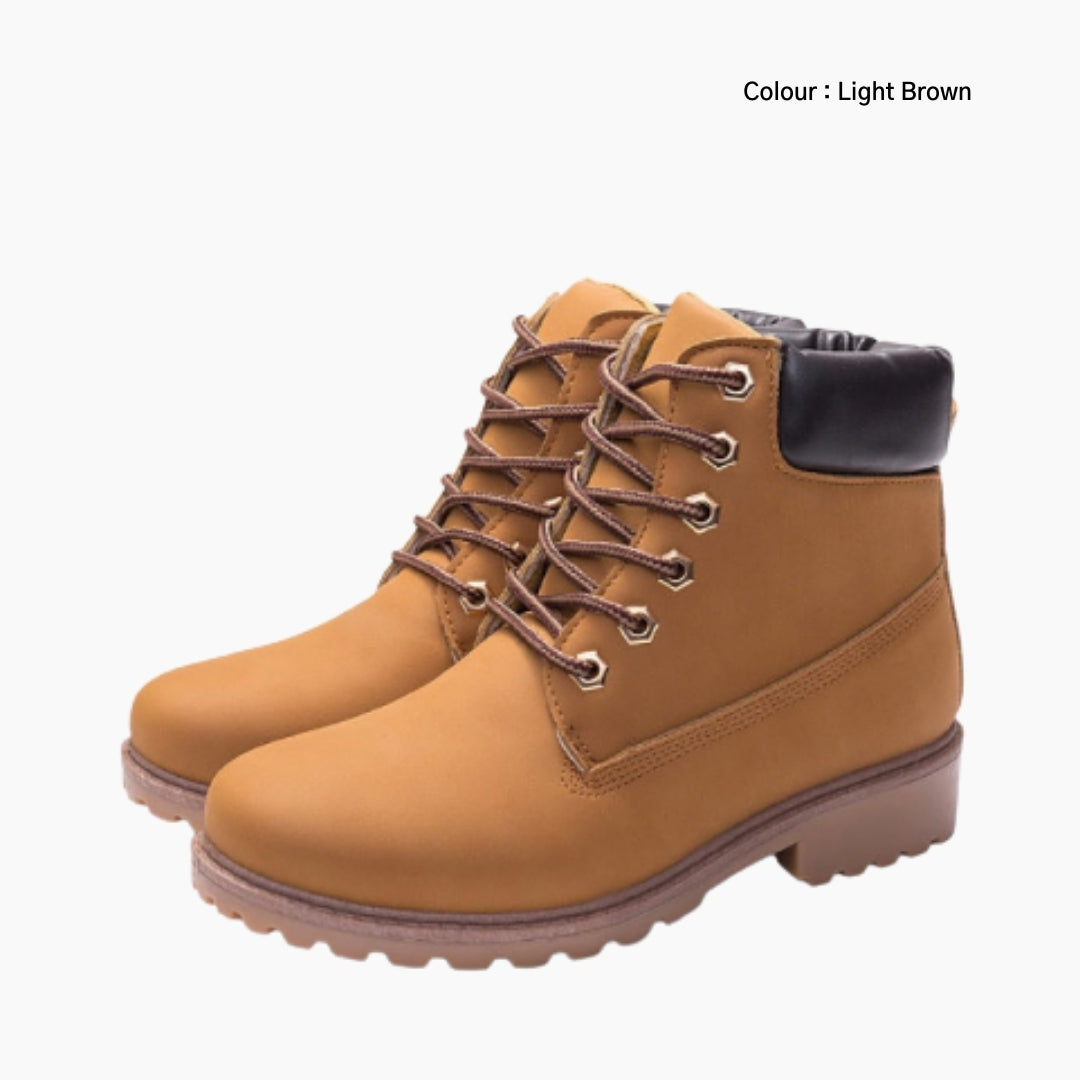 Light Brown Handmade, Wear Resistant Sole : Winter Boots for Women : Saradi - 0726SrF