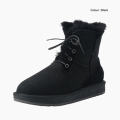 Black Round Toe, Handmade : Winter Boots for Women : Saradi - 0727SrF