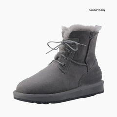 Grey Round Toe, Handmade : Winter Boots for Women : Saradi - 0727SrF
