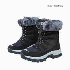 Black & Grey Non-Slip, Waterproof : Winter Boots for Women : Saradi - 0728SrF
