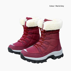 Red & grey Non-Slip, Waterproof : Winter Boots for Women : Saradi - 0728SrF