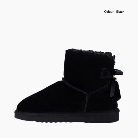 Black Handmade, Wear Resistant : Winter Boots for Women : Saradi - 0732SrF