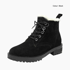 Black Handmade, Round-Toe : Winter Boots for Women : Saradi - 0740SrF