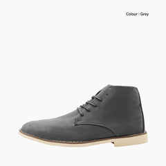 Grey Round-Toe, Handmade : Ankle Boots for Men : Gittey - 0742GiM