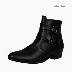 Black Pointed-Toe, Breathable : Ankle Boots for Men : Gittey - 0743GiM