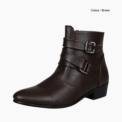 Brown Pointed-Toe, Breathable : Ankle Boots for Men : Gittey - 0743GiM
