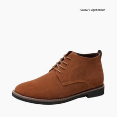 Light Brown Round-Toe, Handmade : Ankle Boots for Men : Gittey - 0744GiM