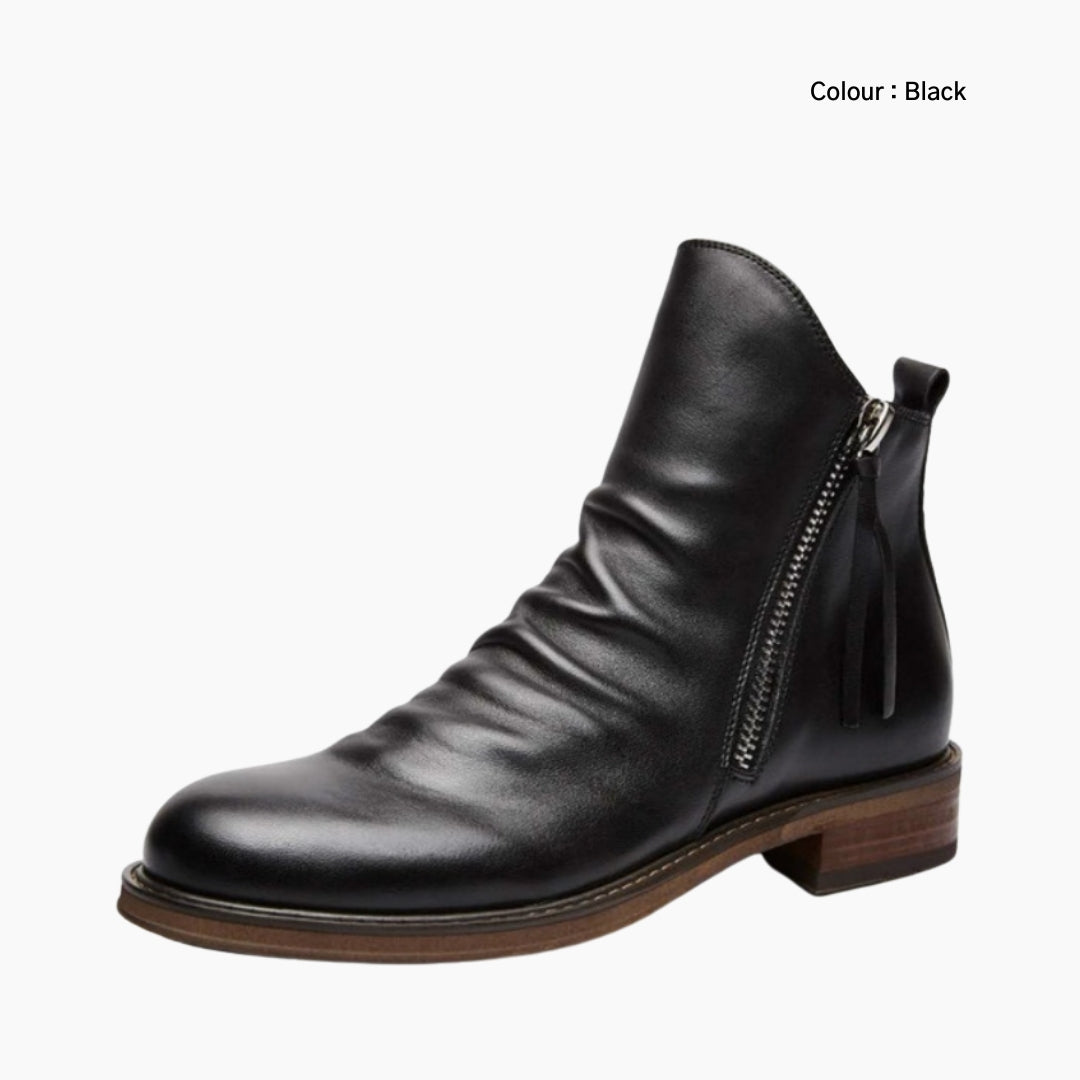 Black Pointed-Toe, Zip Closure : Ankle Boots for Men : Gittey - 0745GiM