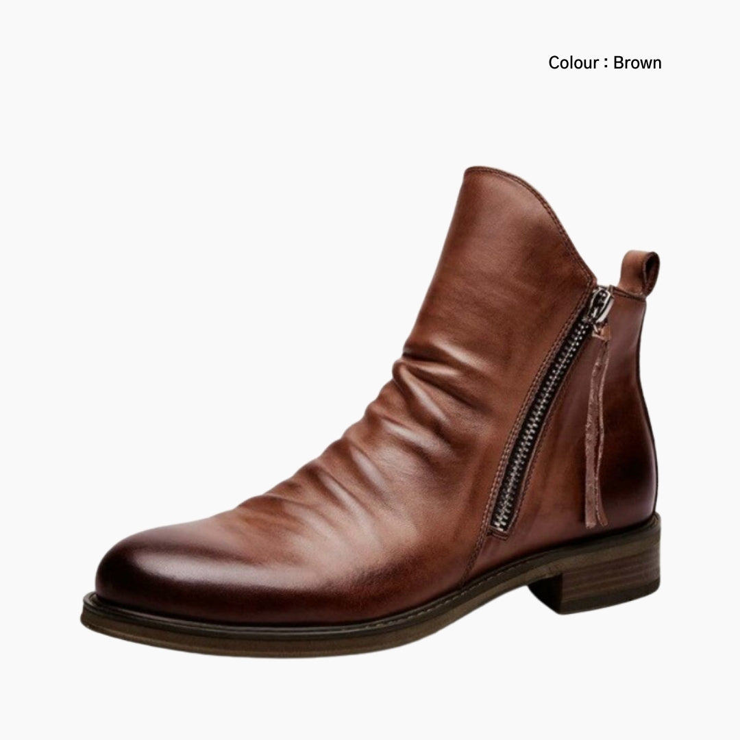 Brown Pointed-Toe, Zip Closure : Ankle Boots for Men : Gittey - 0745GiM