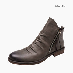 Grey Pointed-Toe, Zip Closure : Ankle Boots for Men : Gittey - 0745GiM