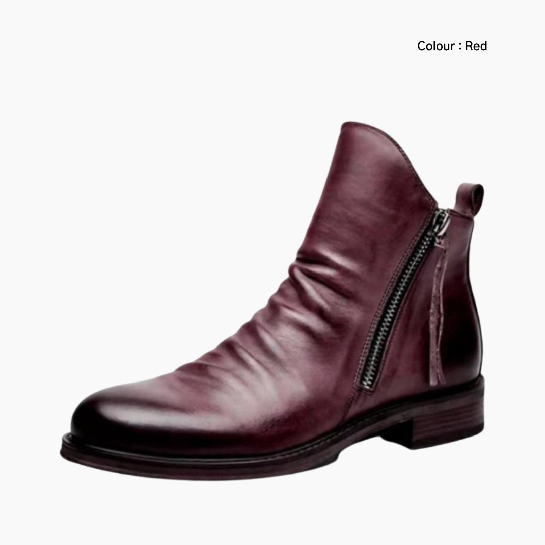 Red Pointed-Toe, Zip Closure : Ankle Boots for Men : Gittey - 0745GiM