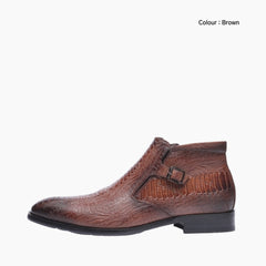 Brown Round-Toe, Handmade. : Ankle Boots for Men : Gittey - 0746GiM