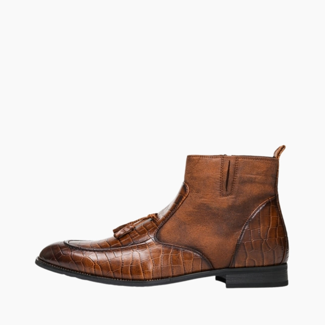 Brown Round-Toe, Handmade : Ankle Boots for Men : Gittey - 0747GiM