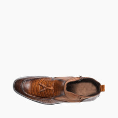 Brown Round-Toe, Handmade : Ankle Boots for Men : Gittey - 0747GiM