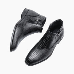 Black Round-Toe, Handmade : Ankle Boots for Men : Gittey - 0749GiM