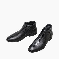 Black Round-Toe, Handmade : Ankle Boots for Men : Gittey - 0749GiM