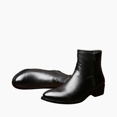 Black Pointed-Toe, Handmade : Ankle Boots for Men : Gittey - 0751GiM