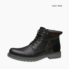 Black Round-Toe, Handmade : Ankle Boots for Men : Gittey - 0753GiM