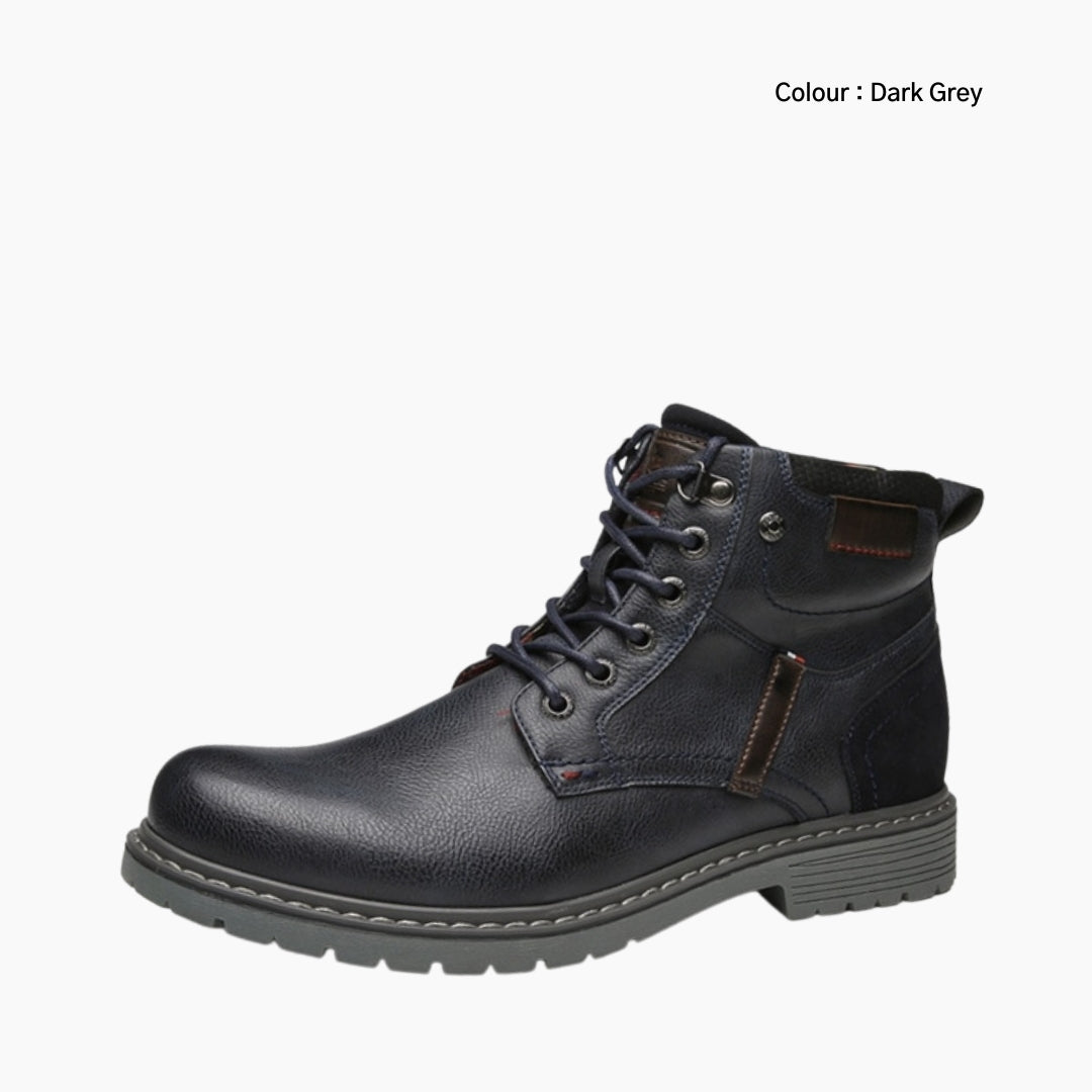 Dark Grey Round-Toe, Handmade : Ankle Boots for Men : Gittey - 0753GiM