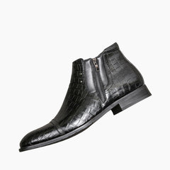 Black Round-Toe, Handmade : Ankle Boots for Men : Gittey - 0762GiM