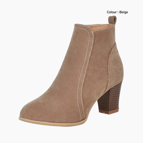 Beige Square Heel, Round Toe : Ankle Boots for Women : Gittey - 0763GiF