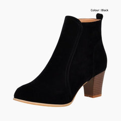 Black Square Heel, Round Toe : Ankle Boots for Women : Gittey - 0763GiF