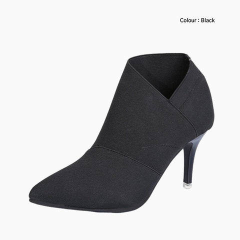 Black Pointed-Toe, Handmade : Ankle Boots for Women : Gittey - 0766GiF
