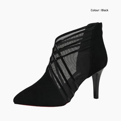 Black Pointed-Toe, Handmade : Ankle Boots for Women : Gittey - 0767GiF