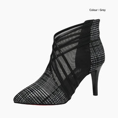 Grey Pointed-Toe, Handmade : Ankle Boots for Women : Gittey - 0767GiF