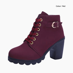 Red Round-Toe, Handmade : Ankle Boots for Women : Gittey - 0768GiF