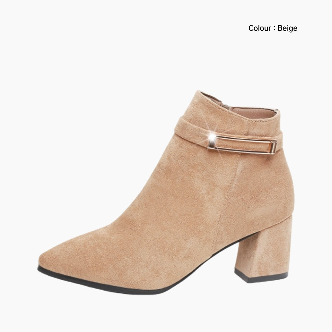 Beige Square Heel, Handmade : Ankle Boots for Women : Gittey - 0771GiF