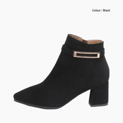 Black Square Heel, Handmade : Ankle Boots for Women : Gittey - 0771GiF