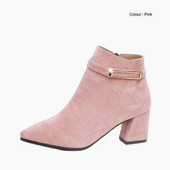 Pink Square Heel, Handmade : Ankle Boots for Women : Gittey - 0771GiF
