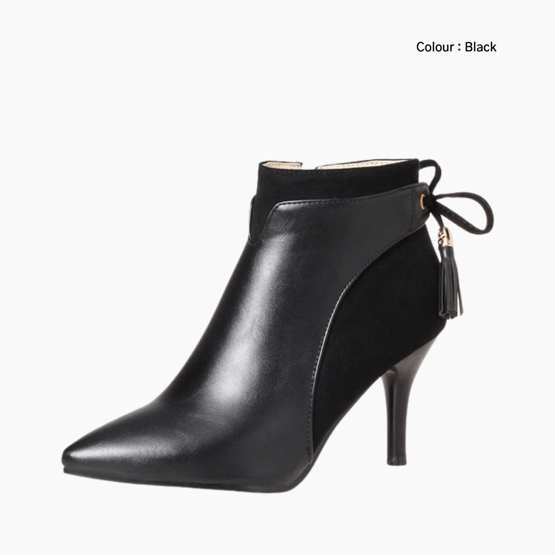 Black Pointed-Toe, Handmade : Ankle Boots for Women : Gittey - 0774GiF