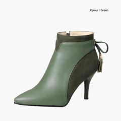 Green Pointed-Toe, Handmade : Ankle Boots for Women : Gittey - 0774GiF