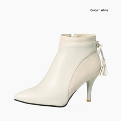 White Pointed-Toe, Handmade : Ankle Boots for Women : Gittey - 0774GiF