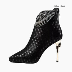 Black Pointed-Toe, Thin Heels : Ankle Boots for Women : Gittey - 0775GiF