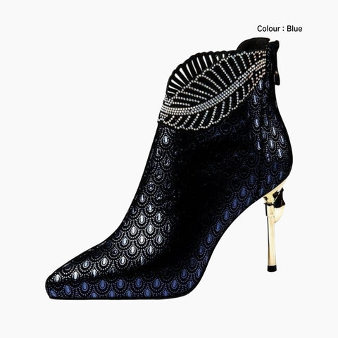 Blue Pointed-Toe, Thin Heels : Ankle Boots for Women : Gittey - 0775GiF