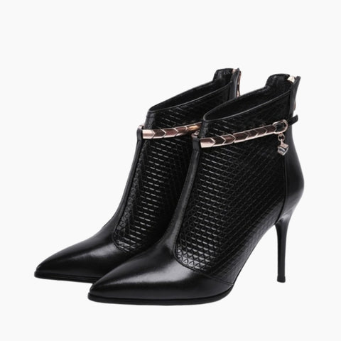 Black Pointed-Toe, Thin Heels : Ankle Boots for Women : Gittey - 0777GiF