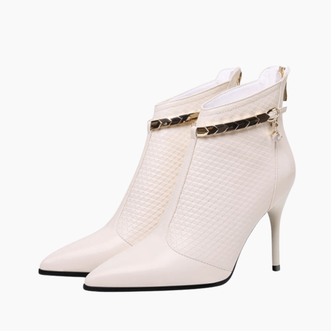 White Pointed-Toe, Thin Heels : Ankle Boots for Women : Gittey - 0777GiF