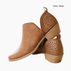 Brown Round-Toe, Slip-On : Ankle Boots for Women : Gittey - 0778GiF
