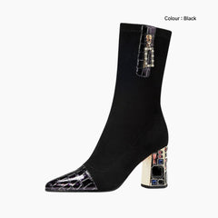 Black Square Heel, Handmade : Ankle Boots for Women : Gittey - 0779GiF