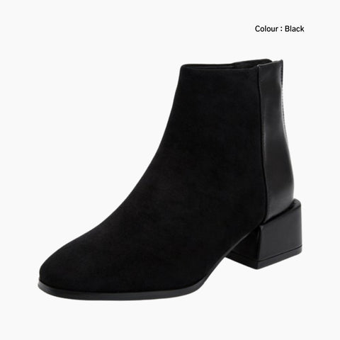 Black Round-Toe, Square Heel : Ankle Boots for Women : Gittey - 0780GiF