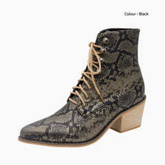 Black Pointed-Toe, Handmade : Ankle Boots for Women : Gittey - 0782GiF
