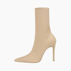 Beige Pointed-Toe, Handmade : Ankle Boots for Women : Gittey - 0785GiF
