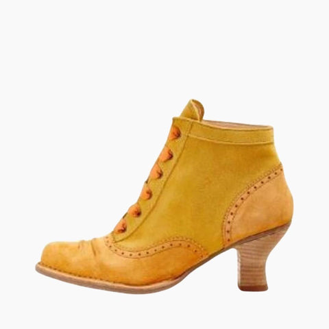 Yellow Round-Toe, Handmade : Ankle Boots for Women : Gittey - 0786GiF