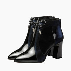 Black & Blue Pointed-Toe, Square Heel : Ankle Boots for Women : Gittey - 0788GiF